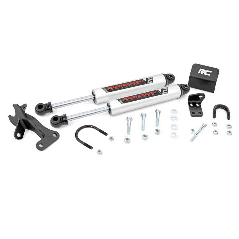 Darmowy zwrot Podwójny amortyzator skrętu Rough Country V2 Lift 4"