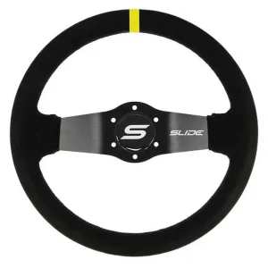 Kierownica SLIDE 350mm offset 90mm Zamsz Yellow Strip Nie przegap