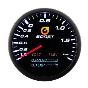 Tylko dziś Auto Gauge 60mm - Wskaźnik 4w1 Doładowanie Napięcie Ciśnienie i temperatura oleju
