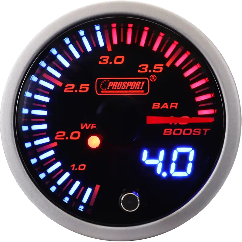 Zniżka Prosport JDM Series 52mm - Wskaźnik doładowania 0-4 Bar z wodoodpornym czujnikiem