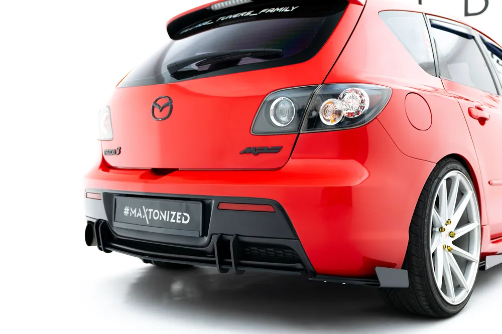 Wysoka jakość Splittery Tylne Boczne Street Pro + Flaps Mazda 3 MPS Mk1 Wersja EU Maxton